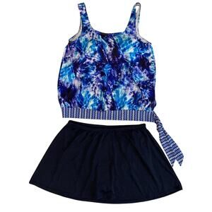 Womens 2 Piece Swim Skirt Swimsuits for All Bathing Suit Tie-Dye Sz 18 EUC